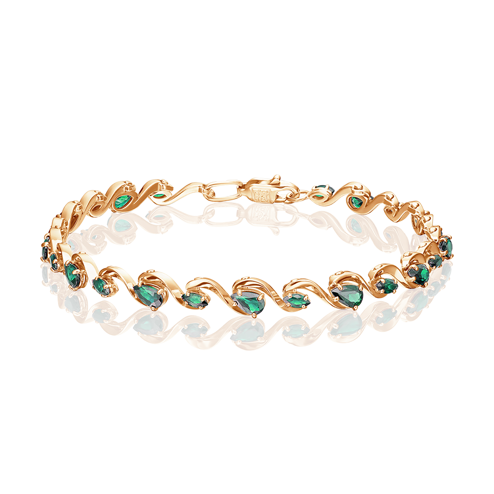 Браслет из красного золота с изумрудами