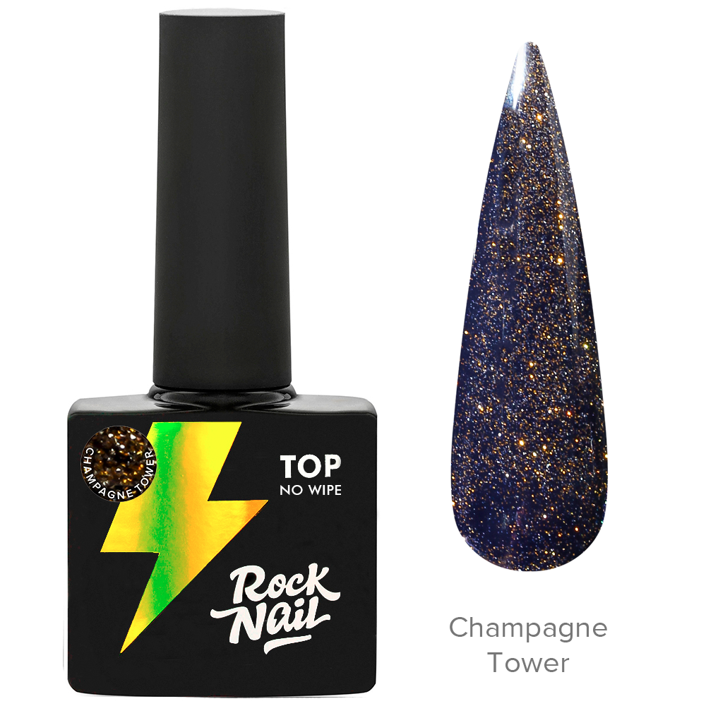 RockNail Топ Champagne Tower светоотражающий (золото), 10мл