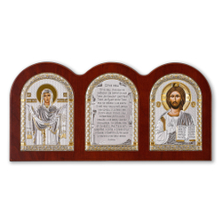 Триптих, Спаситель, Покрова БМ, Молитва, икона, красное дерево 320х160