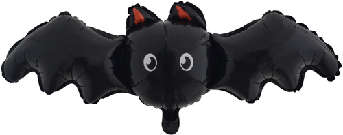 Шар (34''/86 см) Фигура, Летучая мышь (надув воздухом), Черный, 1 шт.