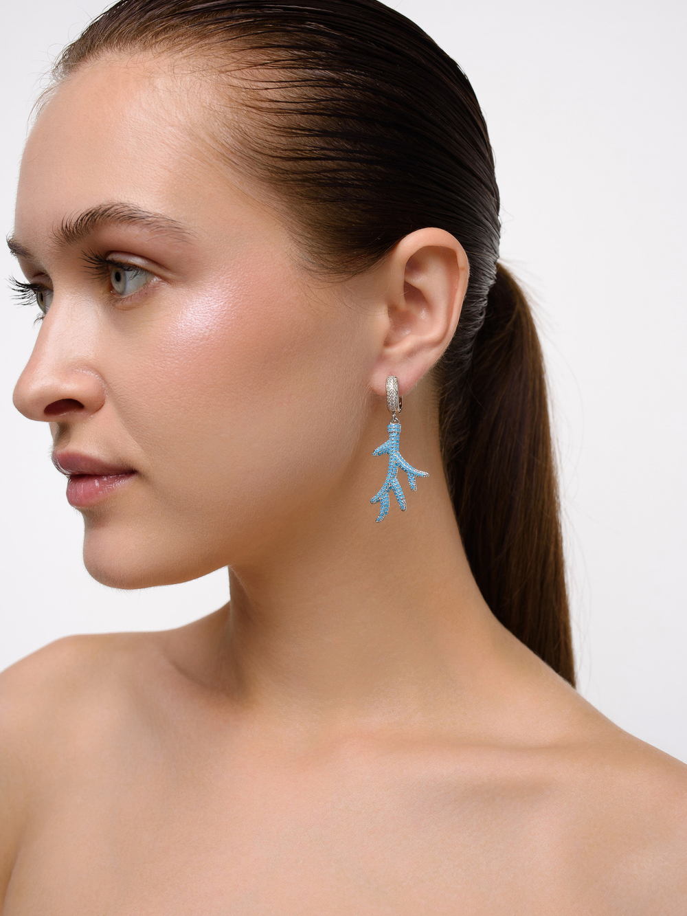 Серьги "Blue coral shell" Silver