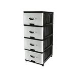 Комод 4-х секционный Панельный черно-белый