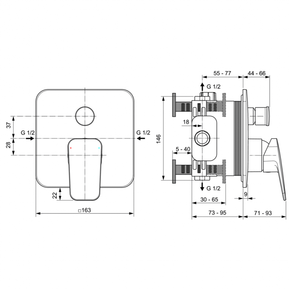 Встраиваемый смеситель для ванны/душа Ideal Standard CERAPLAN BD263AA