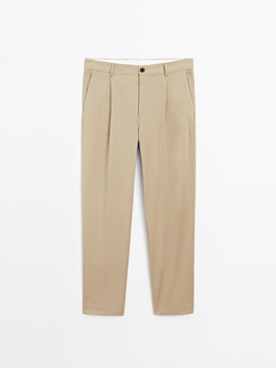 Massimo Dutti Брюки свободного кроя с вытачками, бежевый