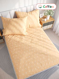 Постельное белье сатин Milky Garden "Herbst/Herbst (компаньон)" 1,5-сп Наволочка 50х70 см 1 шт Простынь на резинке 90x200 см Пододеяльник 145x215 см