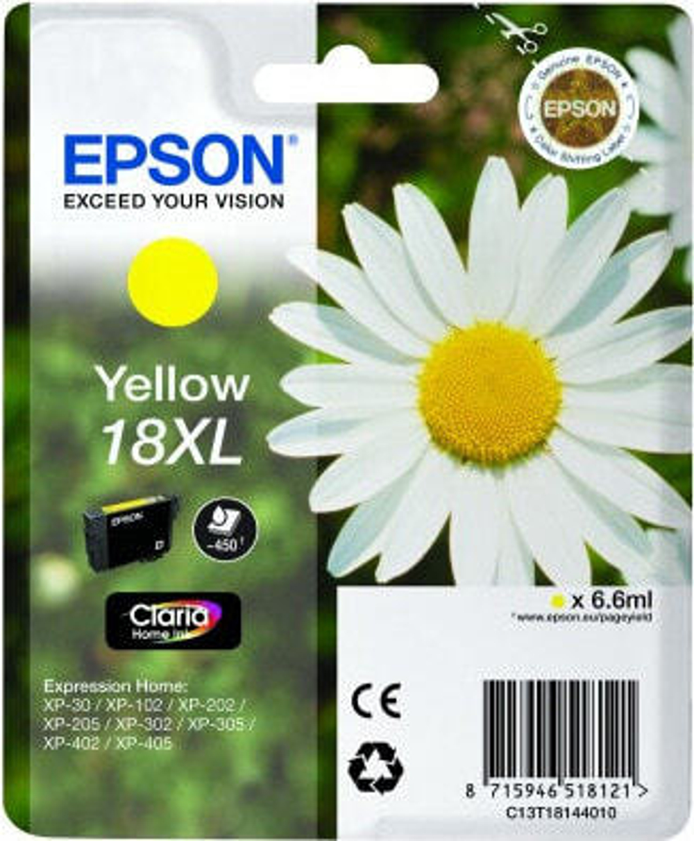 Картридж струйный Epson Daisy Singlepack Yellow 18XL Claria Home C13T18144010