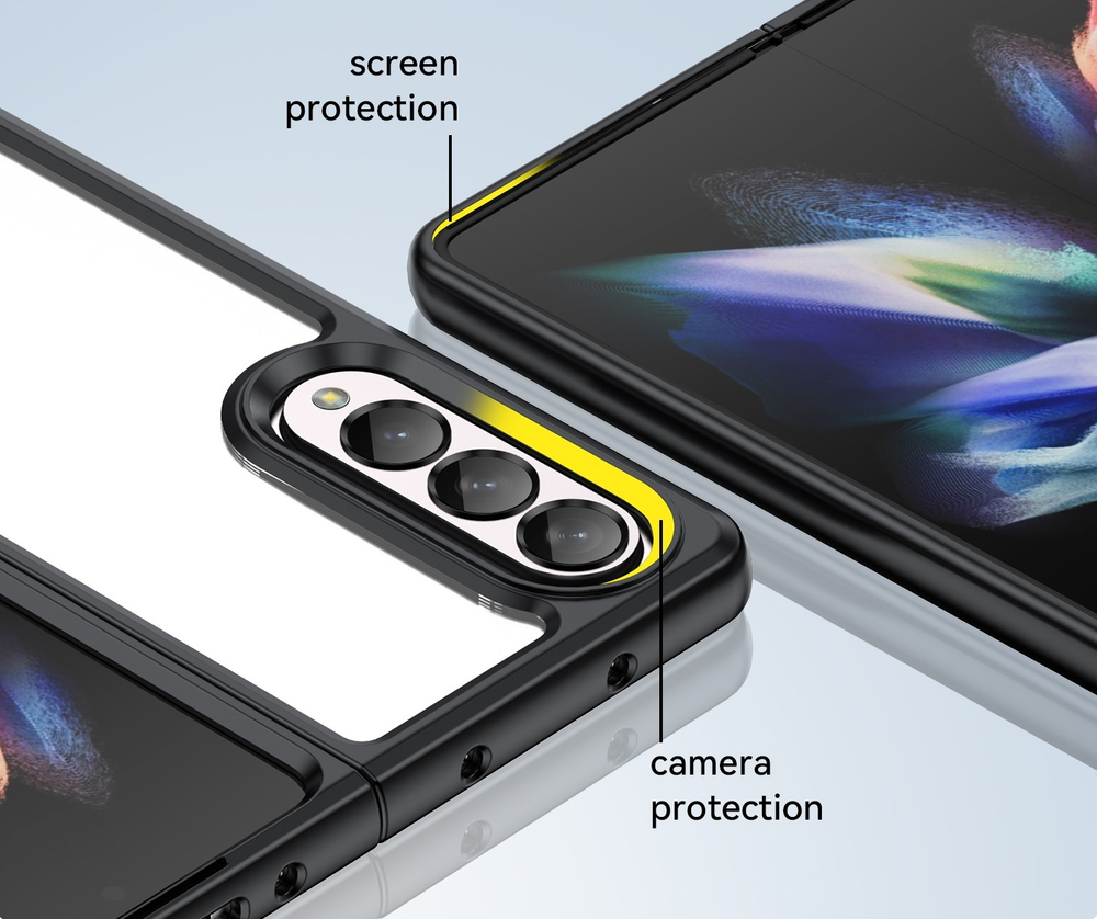 Двухкомпонентный защитный чехол с черными рамками для Samsung Galaxy Z Fold3, мягкий отклик кнопок