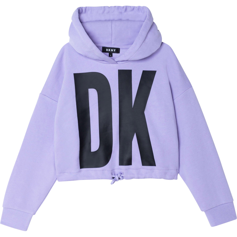 Свитшот с капюшоном DKNY Сиреневый/Крупные черные буквы-логотип Девочка