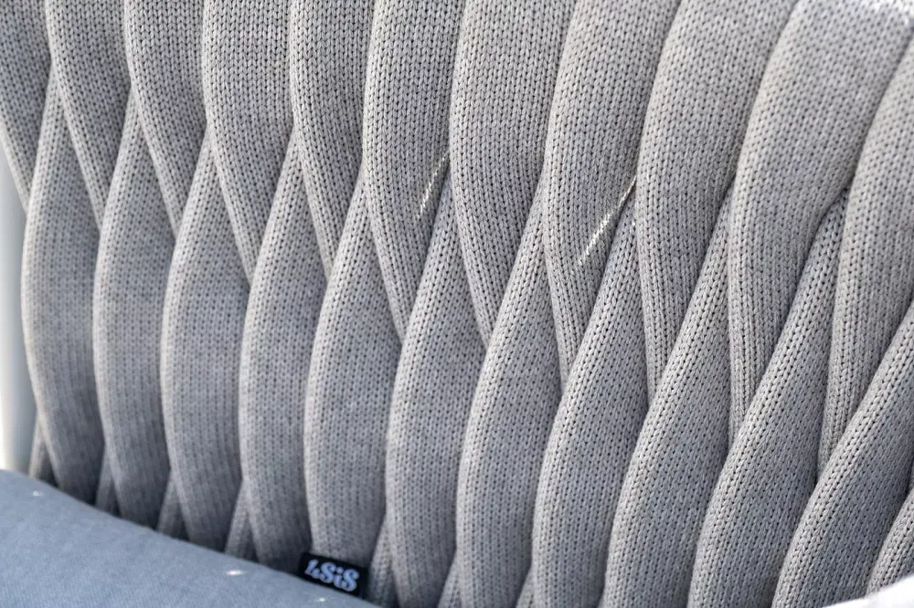 "Монако" лаунж-зона 4-местная из роупа со столом "Верона" (серый гранит), каркас светло-серый, роуп светло-серый