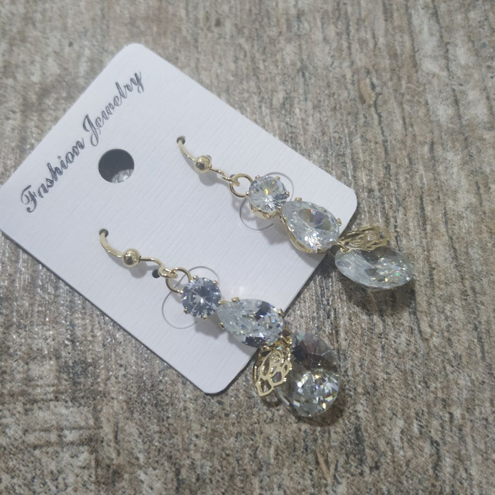 Серьги-петли Кристалл круг капля круг на увеличение подвеска роза цвет прозрачный металл золотистый