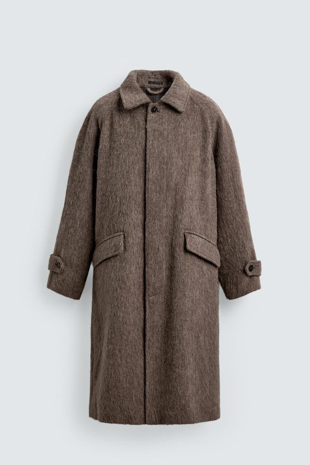 ZARA ПАЛЬТО ИЗ ИСКУССТВЕННОГО МЕХА СО СМЕСОВОЙ ШЕРСТЬЮ, ПЕСОЧНЫЙ МЕЛАНЖ