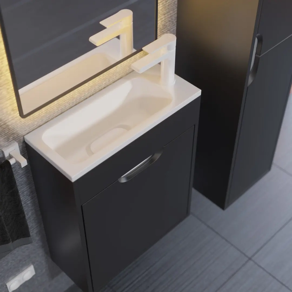 Тумба с раковиной для ванной Uperwood Modul 50 см, подвесная, матовая, черная