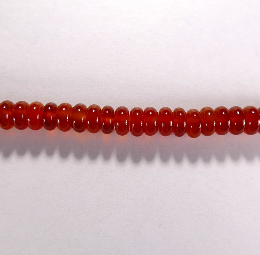 Бусина из сердолика, термообработанного, фигурная, 4x7 мм (рондель, гладкая)
