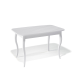 Стол обеденный, кухонный раздвижной KENNER 1200C белый/стекло белое глянец