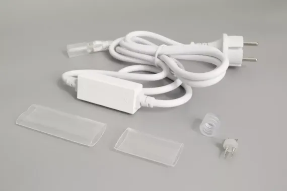 Комплект подключения для дюралайта TPF-DL-2W-100-24V, с вилкой, 24В, белый, Teamprof (TPF-PC-24V/DC-NP-W)