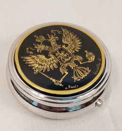 Таблетница с ручной росписью Палех "Герб РФ"