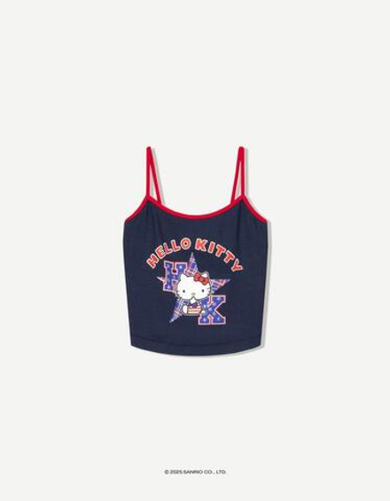 BERSHKA Топ с принтом Hello Kitty, морской синий