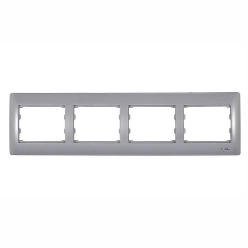 Рамка четырехместная Корса горизонтальная серебро.