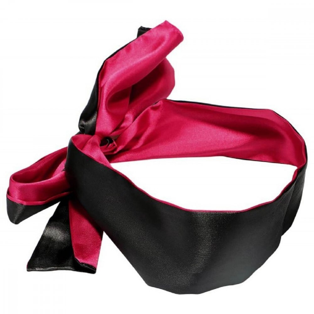 Повязка на глаза черная с бордовым