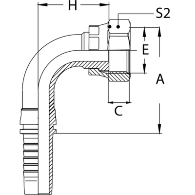 Фитинг DN 20 ORFS (Г) 1.7/16 (90)