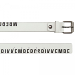 Ремень BIKKEMBERGS 105 белый надписи черным