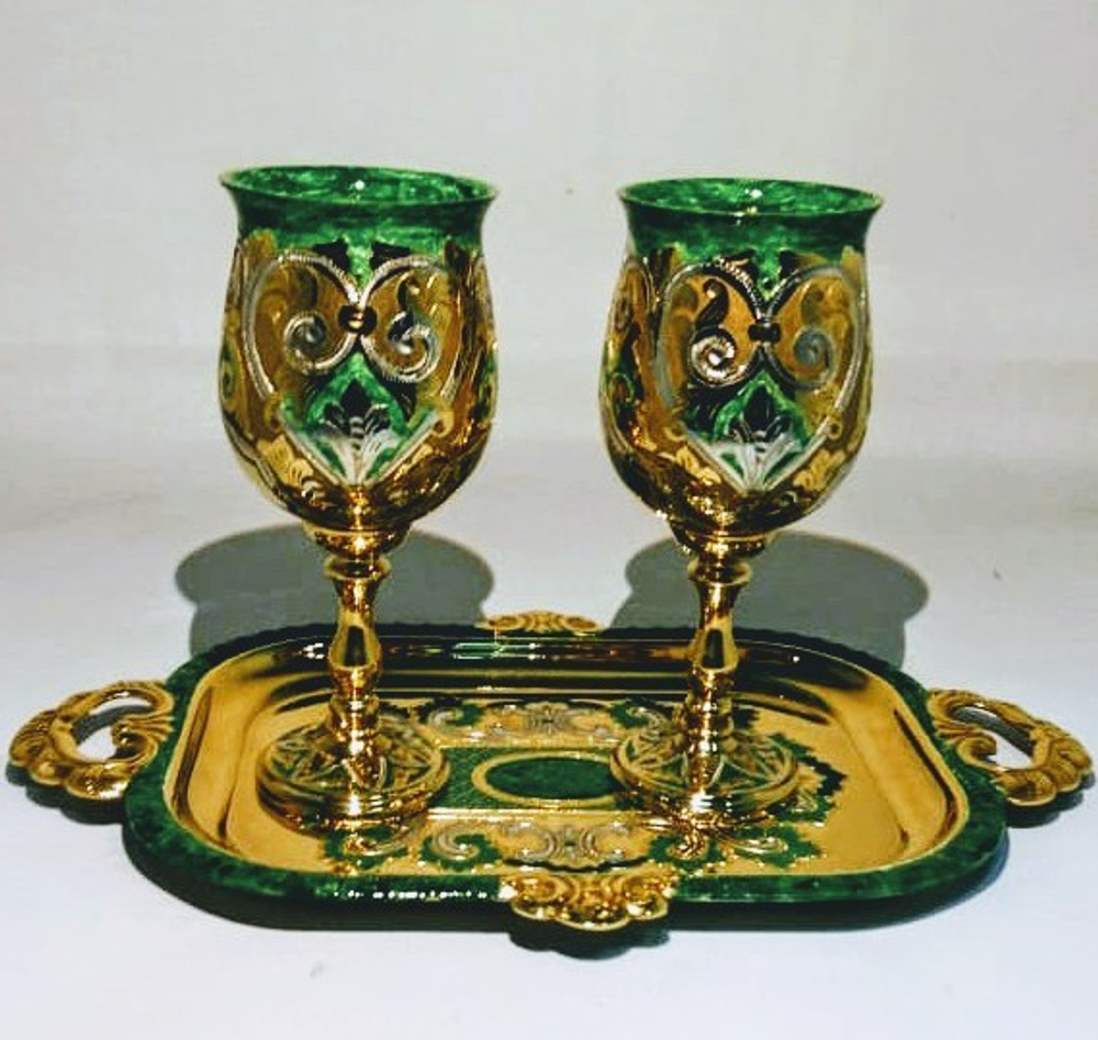 Набор "Малахит" на 2 персоны с эмалью