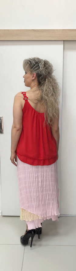 Комбинированная нежно-розового цвета юбка