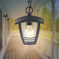Садово-парковый светильник ЭРА НСУ 07-40-001 Марсель черный 4 гранный подвесной IP44 Е27 max60Вт | Садово-парковые светильники
