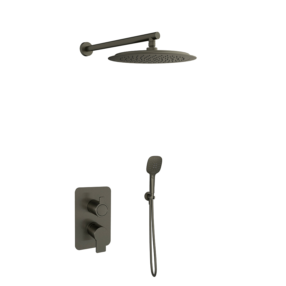 Встраиваемый смеситель для душа на 2 выхода с троп. и ручным душем BLAUTHERM 941512RM300GR графит