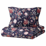 Комплект постельного белья IKEA NASSELKLOCKA (НЭССЕЛЬКЛОККА), Односпальный, Темно-синий с рисунком, 150x200, 50x80 см