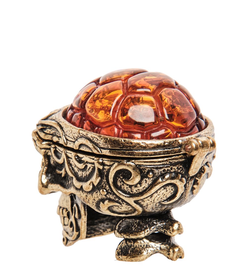 Народные промыслы AM-3270 Шкатулка «Череп» (латунь, янтарь)