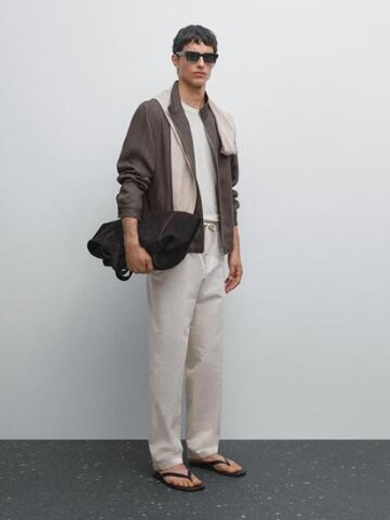 Massimo Dutti Джоггеры из хлопковой смеси, бежевый