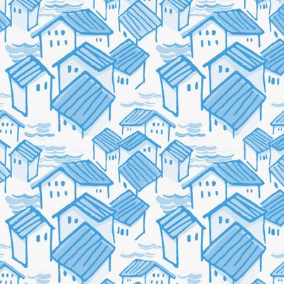 Городок у моря (фаянсовый голубой)