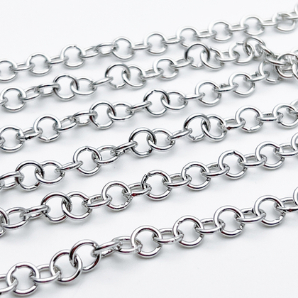 Цепочка, цвет серебро (родий), размер звена около 6 мм, цена за отрезок 50 см