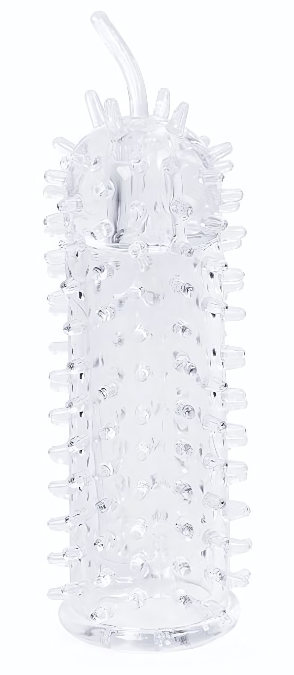 Закрытая рельефная насадка Crystal sleeve с усиками - 12 см. (Цвет: прозрачный)