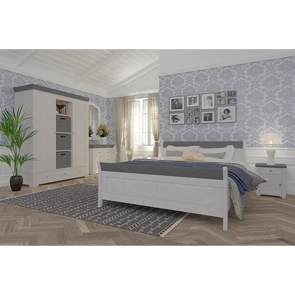 Комод «Бейли» с 4 ящиками белый воск/антрацит