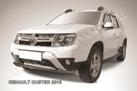 Защита переднего бампера Renault Duster (2015-2021) d57 серебристая
