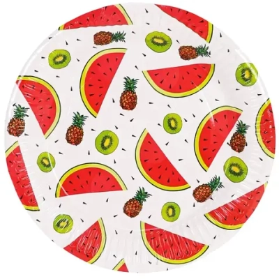 Тарелка бумажная Арбузы-киви (17 см, 6 шт) еврослот ЕВ-7460