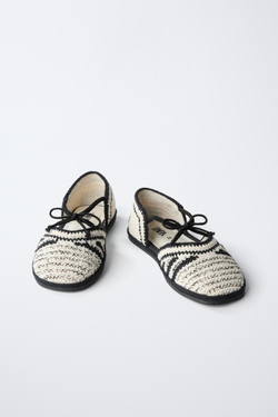 ZARA TIMELESZ - БАЛЕТКИ ИЗ КРУЖЕВА КРОШЕ, БЕЛЫЙ