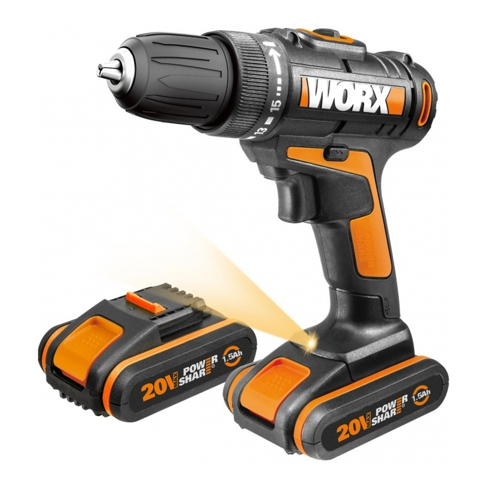 Аккумуляторная дрель-шуруповерт Worx WX101 1.5Ач x2 коробка