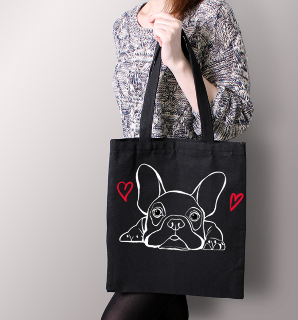Тканевая сумка "Французский бульдог - любовь"