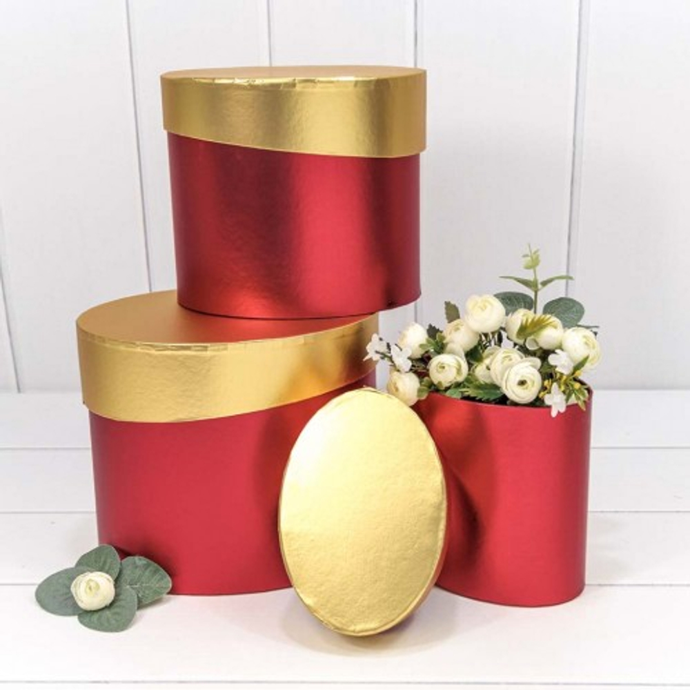 Коробка 22х17х18.5 см Набор 3 шт "Металл" (Красный)