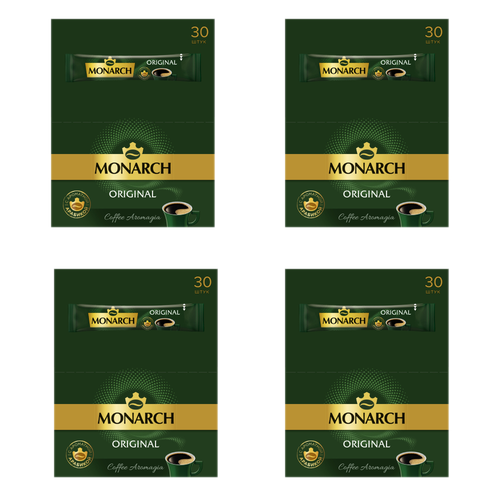 Кофе растворимый Monarch Original, 30 стиков (Монарх) х 4 шт
