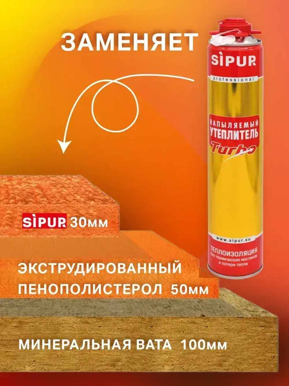 Напыляемый утеплитель Sipur, комплект 12 шт.