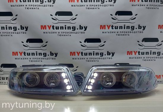Передние фары angel eyes black для VW Passat B5 GP