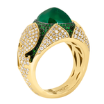 Кольцо с Изумрудом, Цаворитами и Бриллиантами, R0024-0/8
