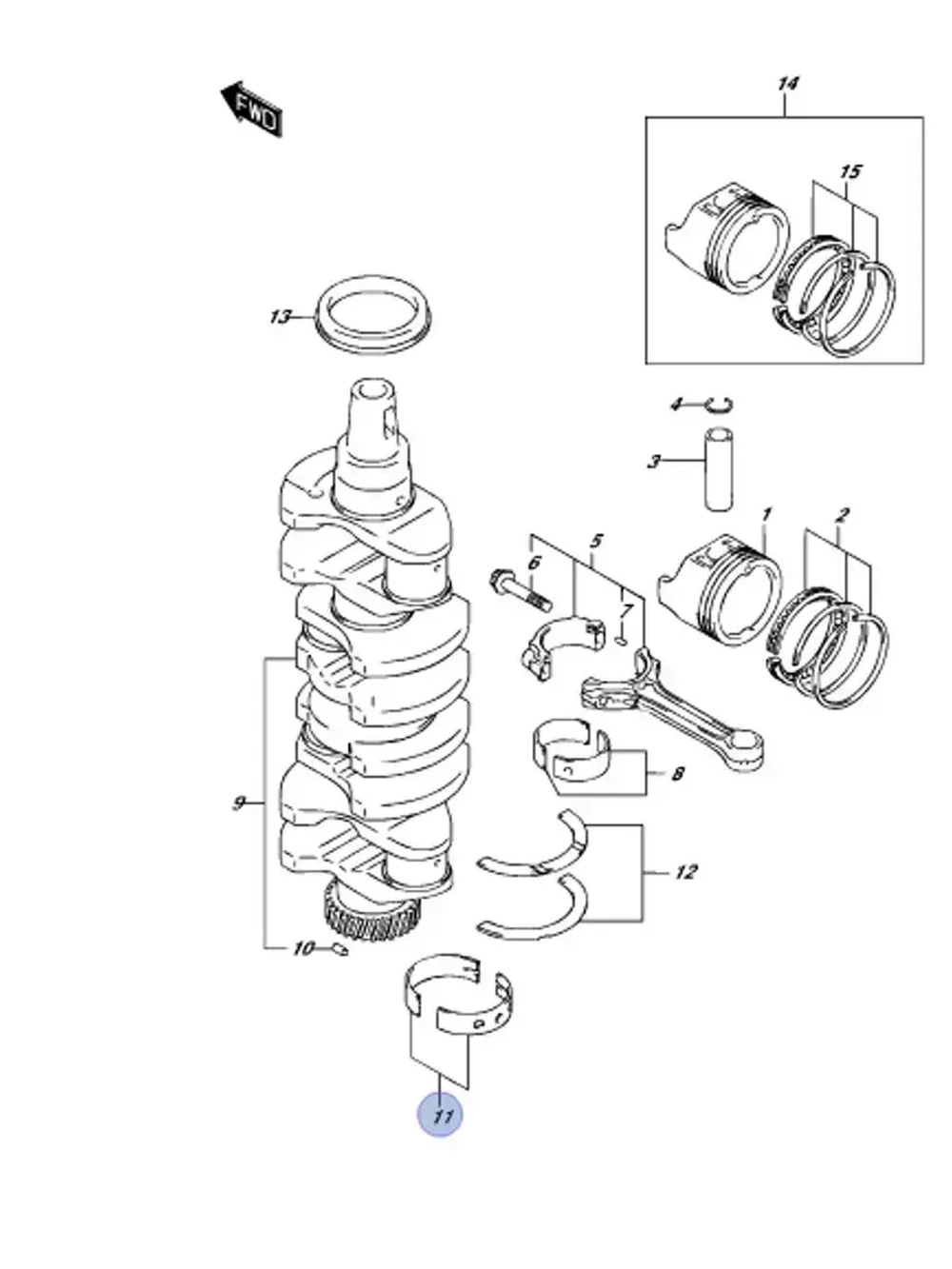 Вкладыш коренной (жёлтый) 12340-85FB3-0C0