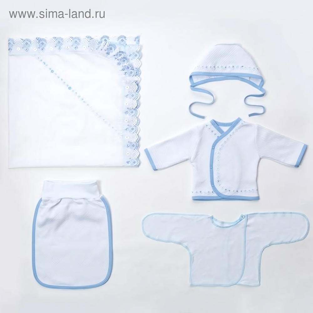 Комплект для новорожденного 5 предметов К-68_М, голубой, рост 56-62 см (Осьминожка)