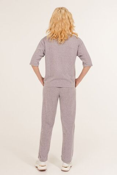 Стильный женский костюм с бантом (Размер: M) (Цвет: сиреневый)