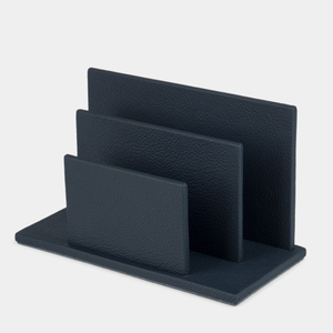 Подставка для визиток и бумаг из натуральной кожи теленка, синего цвета